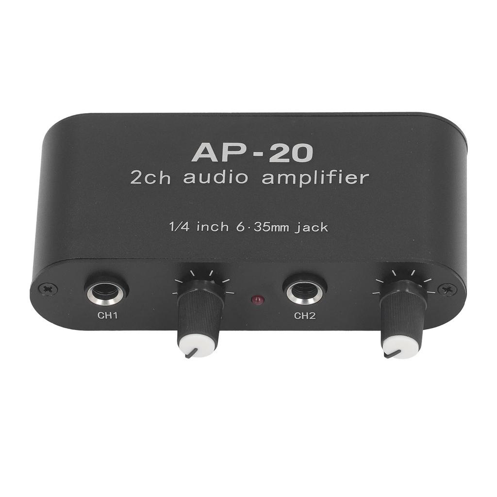 Independent Dual Channel Sound Preamplifier 1 4in 6.35mm 0 To 20db Gain Sound Amplifier Amp for Mic Instrument DC5V‑12V