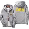 Men's Hooded Bomber with DEA Logo, FBI Shield, Informal Thin Windproof Jacket, Men's Clothing, Pakas, Windproof Clothing