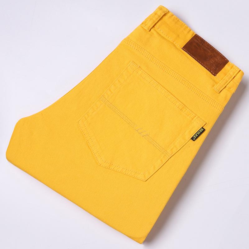 The New Light Luxury Fashion Pink Jeans Male Slim Summer Elastic Hundred Men's Mid-waist Casual Trousers