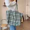 Travel Canvas Tote Bag Korean Style Women Handbag Fashion Plaid Shoulder Bag  Girls