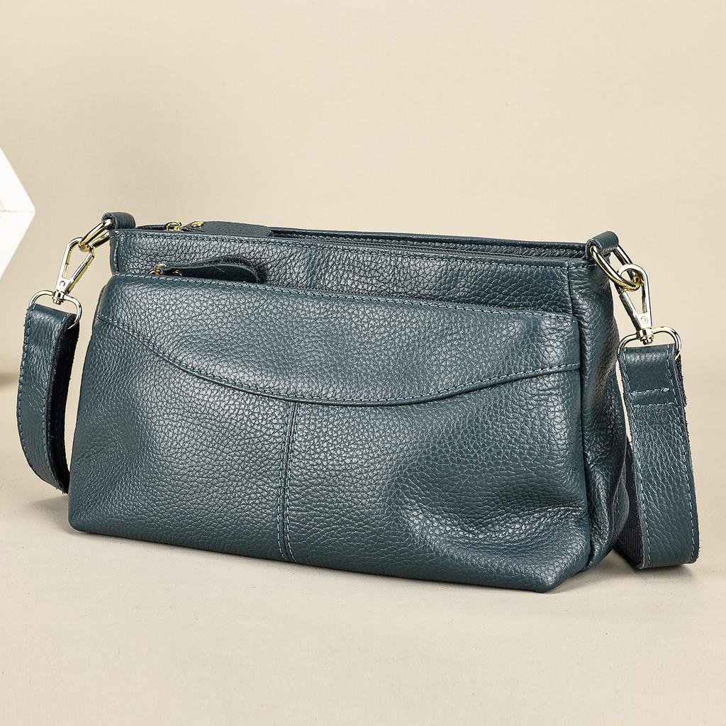 Hot Selling New Genuine Leather Handbag Retro Fashion Women's Shoulder Bag Trendy Designer Girl's Crossbody Bags Solid Color Simple Purse