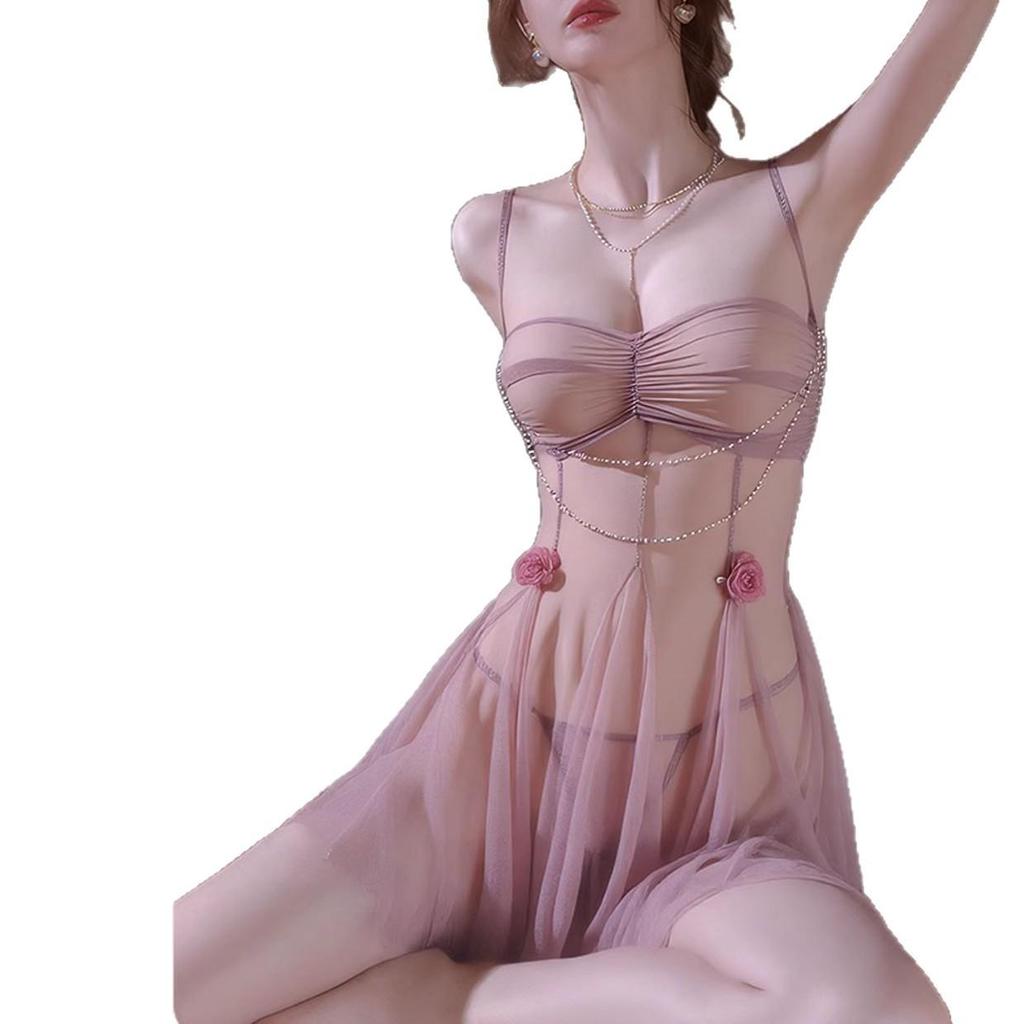 Женская сексуальная сетчатая ночная сорочка-камисоль пуш-ап на косточках