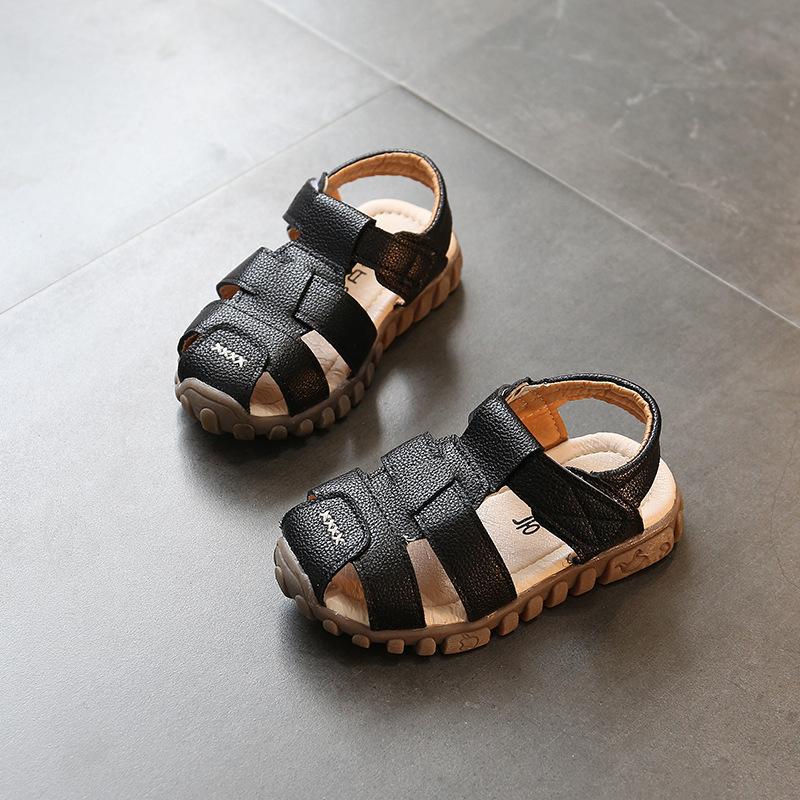 Summer Boys Sandals PU Leather Retro Casual Gladiator Roman Beach Shoes Toddler Boy Cut-outs Soft Soles Kids Shoes Flats H06161