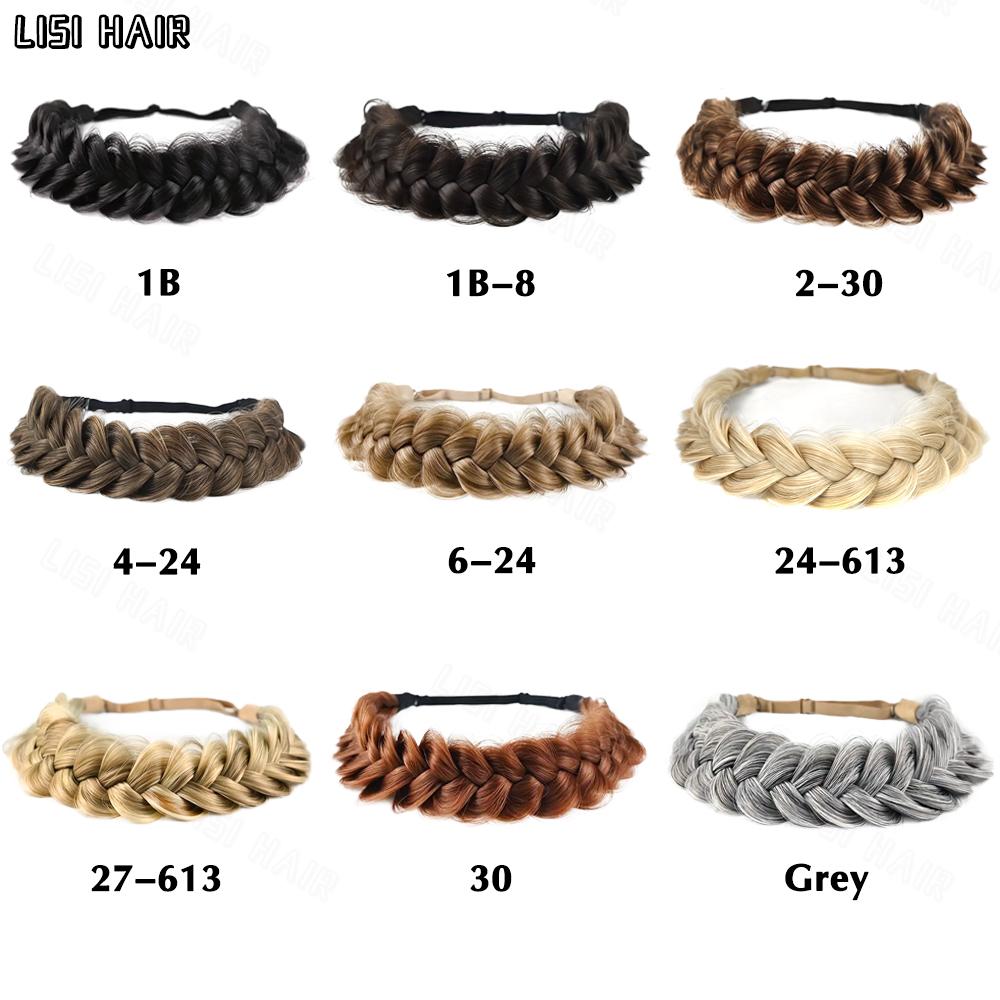 XINRAN Synthetic Elastic Braided Hair Band Extensions Classic Chunky Wide Fluffy Braids Wig For Women Daily Accessory