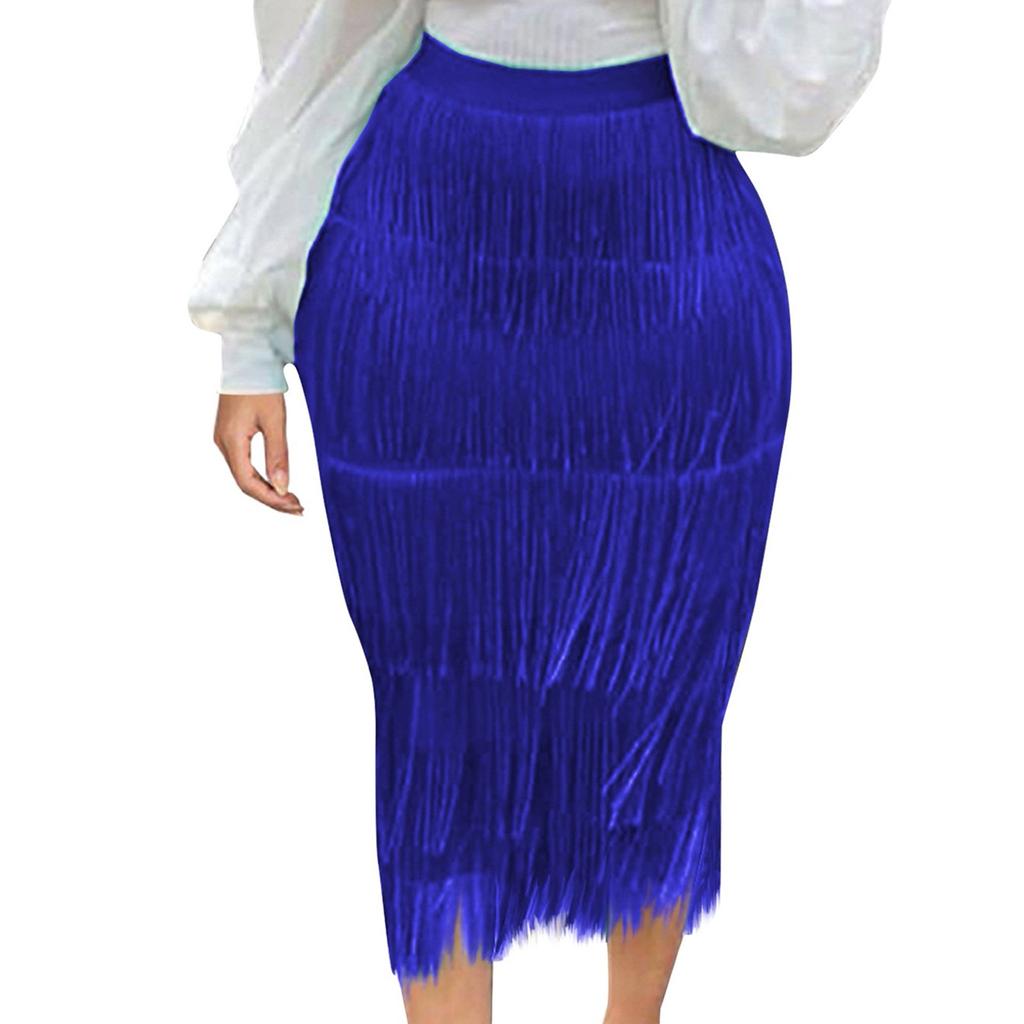Женская сексуальная вечерняя клубная модная юбка с высокой талией и кисточками