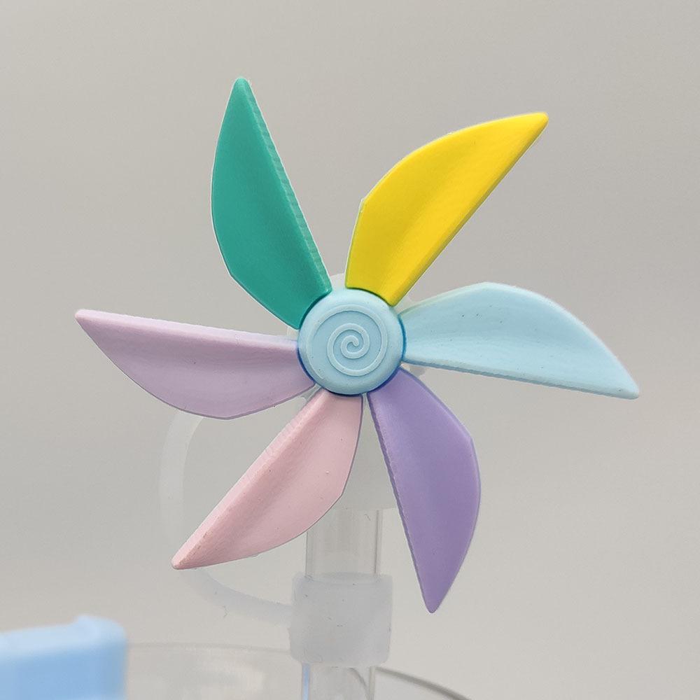 New Seven Color Rotating Windmill Silicone Straw Cap Detachable Silicone Straw Dust Overflow Prevention Water Cup Accessories