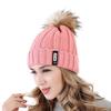 High Quality Letter B Cotton Beanies Wool Fur Pompom Winter Hat For Women Girls Warm Knitted Hat