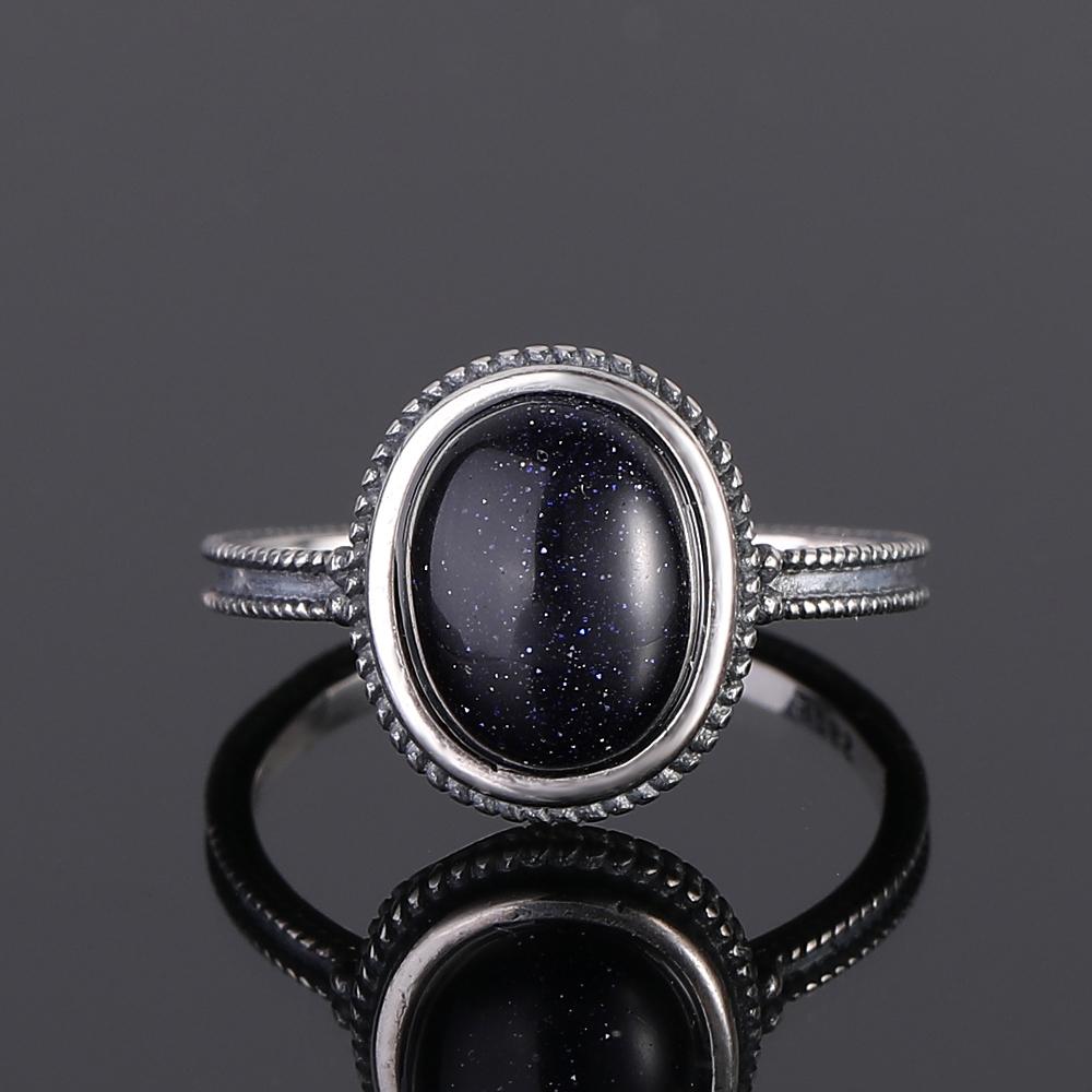 Серебряное кольцо S925 для женщин Овальное Круглое Каплевидное Натуральный Синий Песчаник Кольцо Подарок В форме Солнца Ретро Роскошное Тонкое Ювелирное изделие
