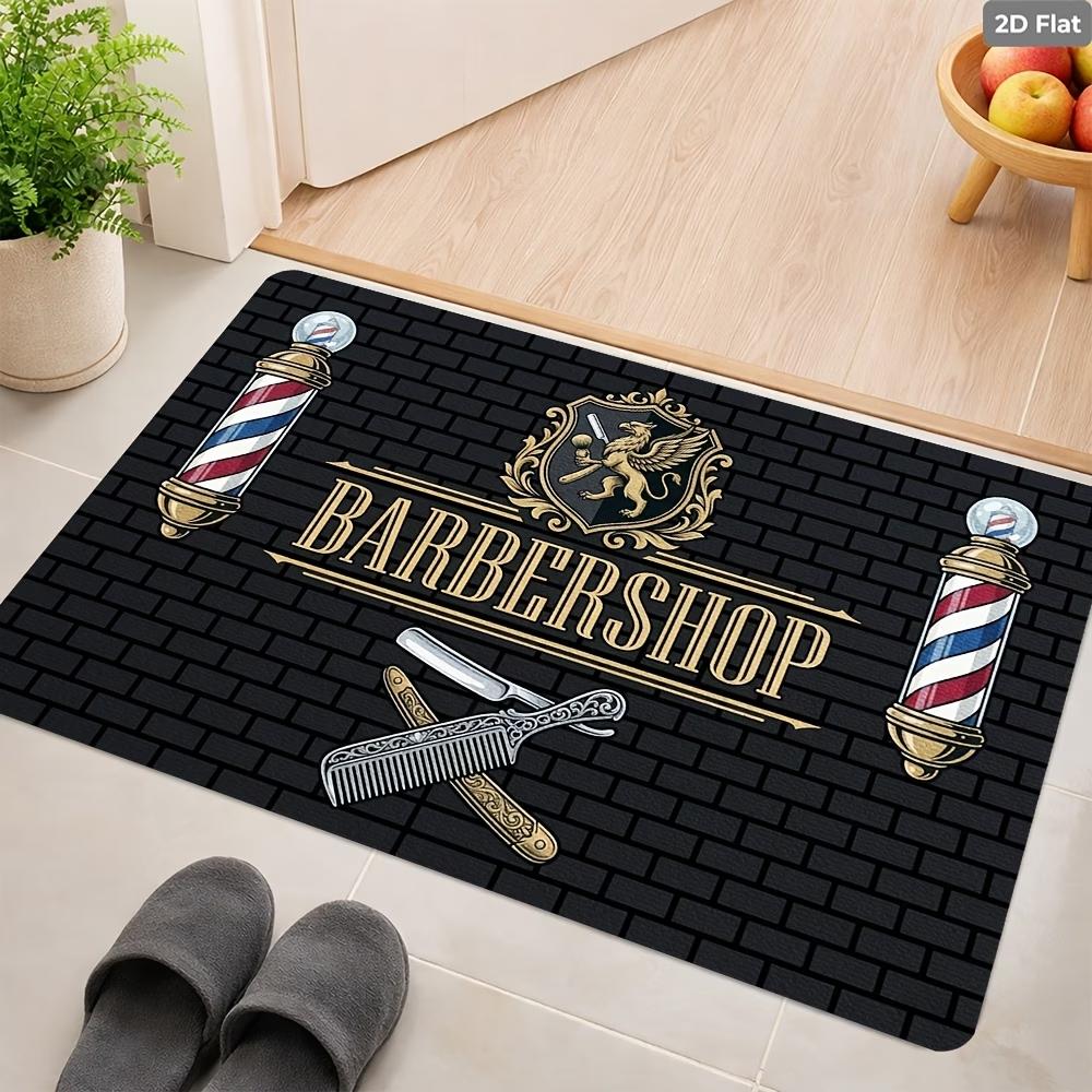 Barber Pole Porch Welcome Mat Razor Comb Pattern Floor Carpet for Indoor Anti Slip Toilet Bathroom Floor Rugs Cushions Pad