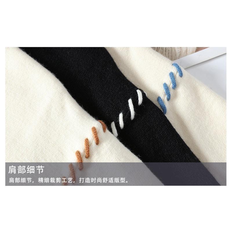Loose Fit Japanese Style Color Block Thick Knit Sweater Unisex