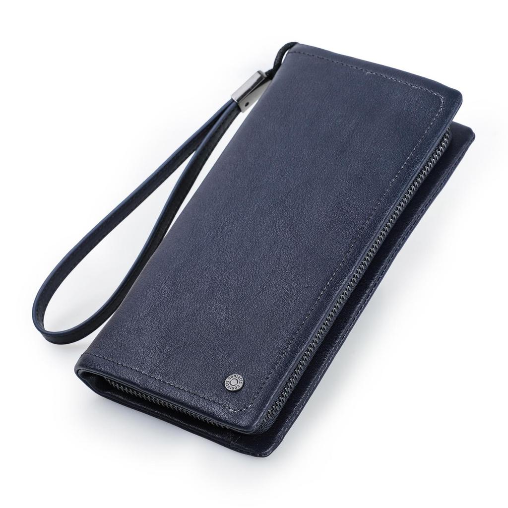 Genuine Leather Men's Long Wallet Male Clutch Purses RFID Wallets Zipper Large Capacity Card Holder
