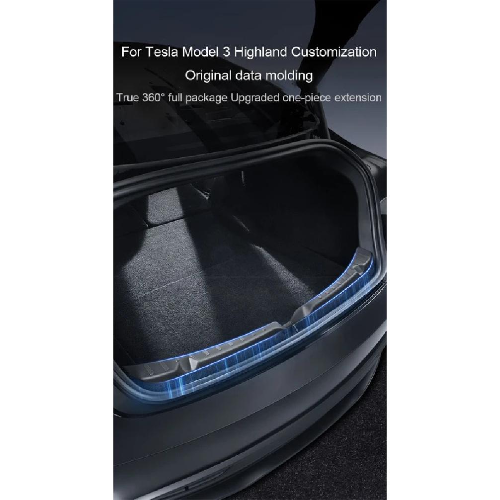 For Tesla Model 3 Highland 2024 Door Sill Strip Guard Mat Trunk Threshold Protector Side Anti-kick Pad Magic Hook Installation