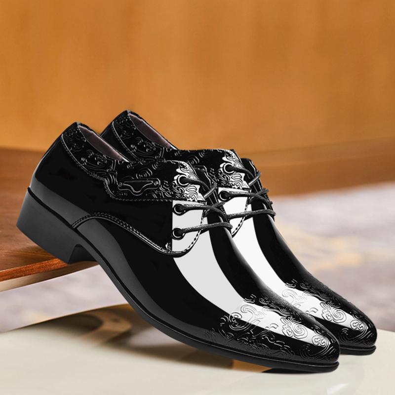 Patent Leather Mens Dress Shoes Men's Lace Up Oxfords Wedding Shoes Office Suit Mens Casual Shoes Luxury Italian Plus Size
