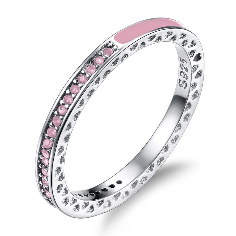 Популярные европейские и американские серебряные кольца с блестящими бриллиантами в форме сердца, эмалевые универсальные обручальные кольца с бриллиантами