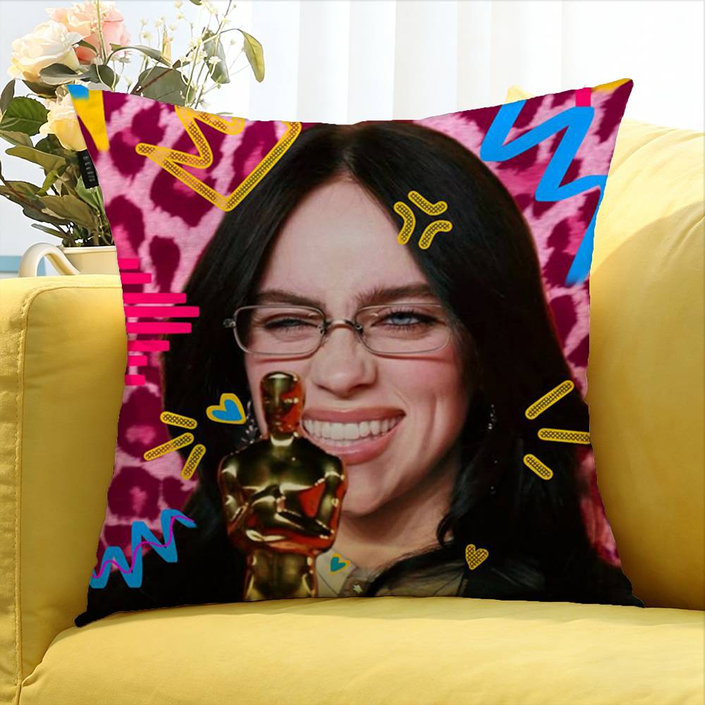Singer B-Billie E-Eilish Various Sizes Square Pillow Case For Car Home Bedchamber Decor
