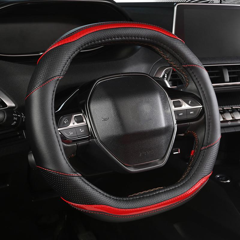 Для Peugeot 3008 4008 5008 чехол на руль автомобиля карбоновое волокно + искусственная кожа аксессуары для салона автомобиля