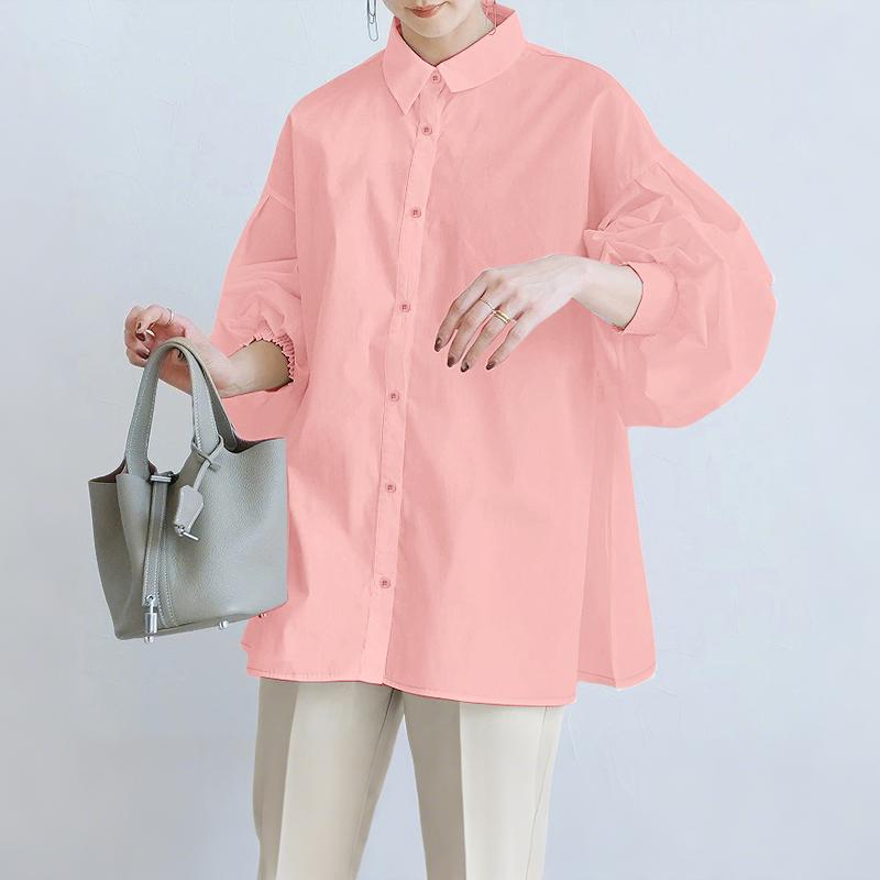 ZANZEA Женская блузка с отложным воротником, свободного кроя, с длинными рукавами на пуговицах