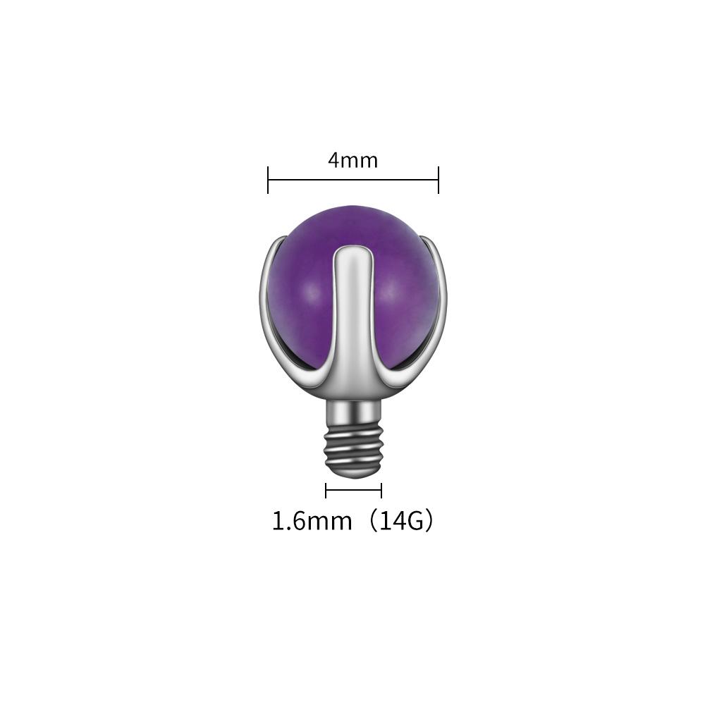 Right Grand ASTM F136 Titanium Internally Threaded Natural Stone Top for 14G 16G Labret Lip Stud Nipple Piercing Body Jewelry