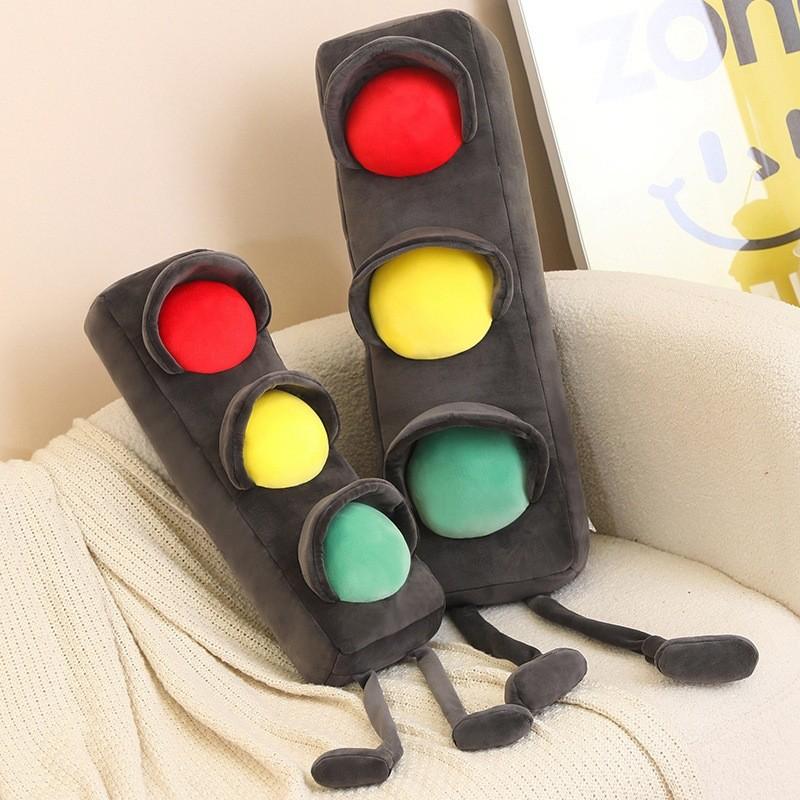 Soft And Adorable Red Green Traffic Signal Plush Doll For Interactive Learning 55cm 80cm 100cm