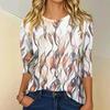 Women's Fashion Casual Three-quarter Sleeve Vintage Floral Print Round Neck Top