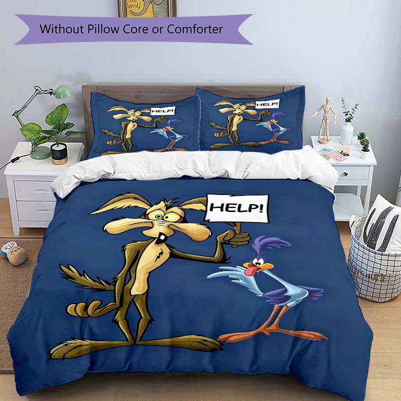 Road Runner Wile E Coyote Print 3Pcs Bedding Setduvet Cover With 2 Bedropillowcase Home Birthday Gift
