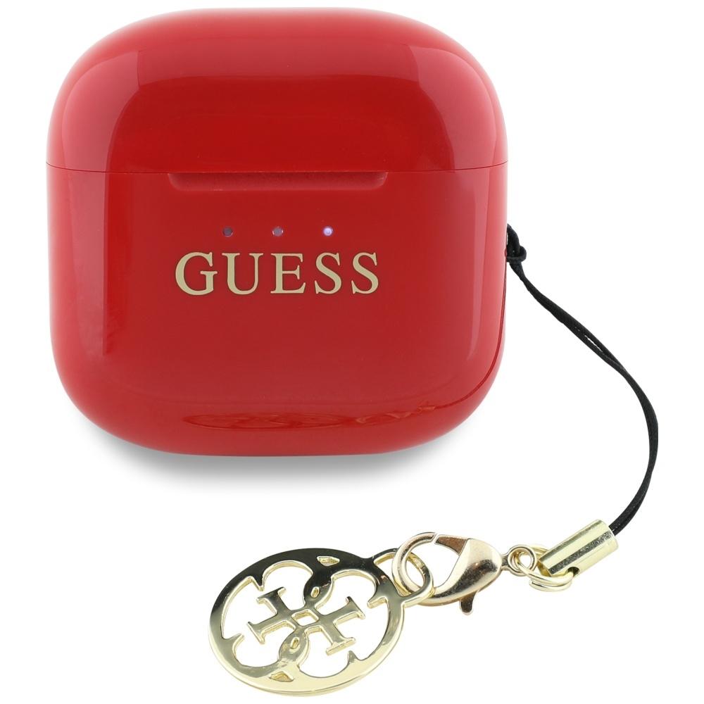 Tws Headphones Guess Glossy Effect        Printed Classic Logo & Charm Red