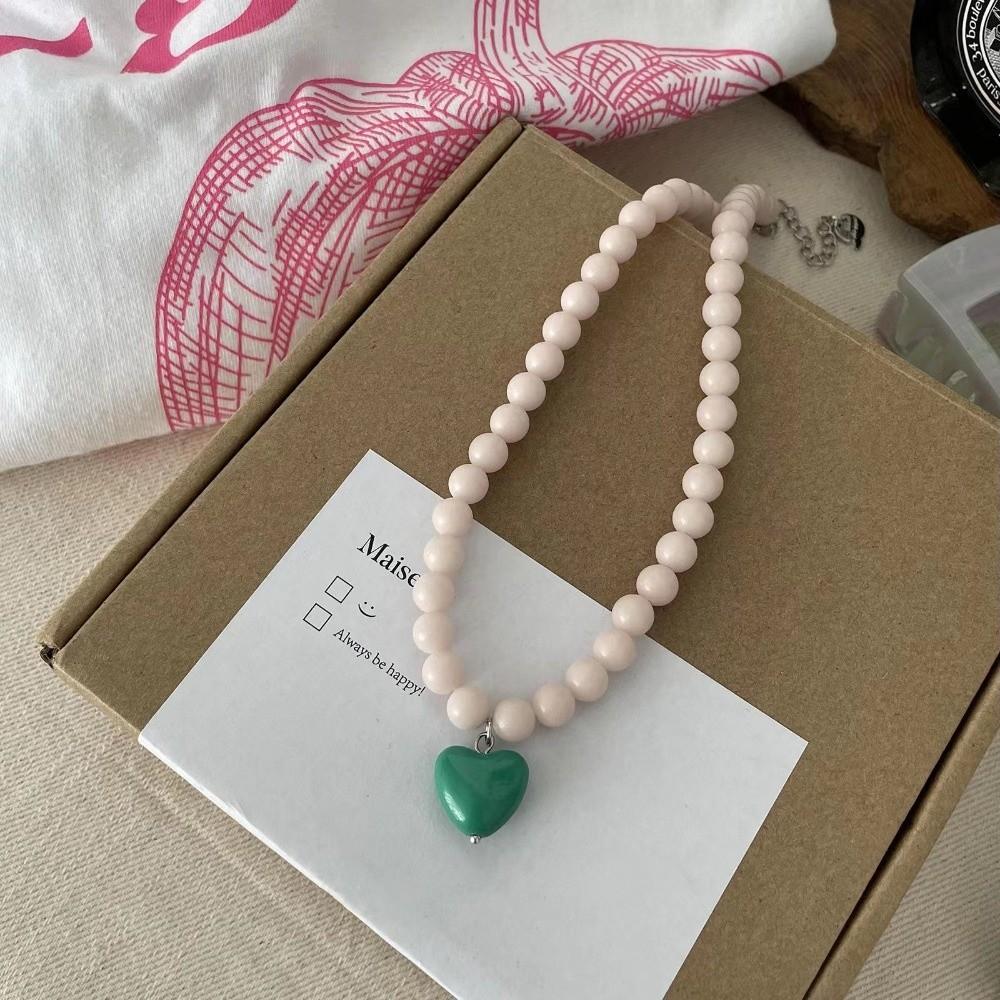 Кулон Сердце Любви Цепочка на Ключицу Смола Акрил Цепочка на Шею Тренд Бусы