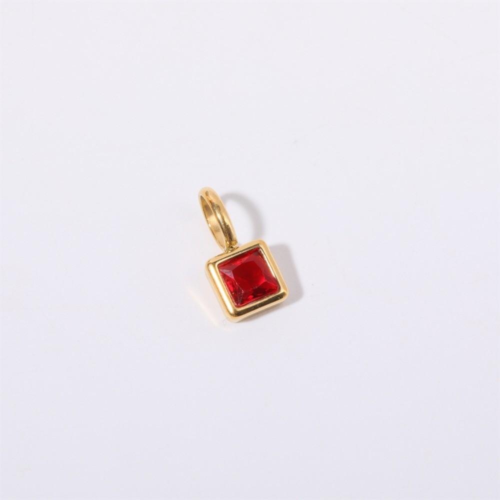 Stainless Steel Square Stone Pendant Colored Zirconia Designer Pendant Necklaces  Jewelry Gift