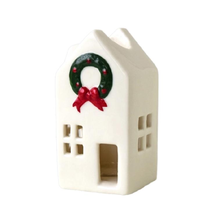 Праздничные керамические домики, декорации, подсвечники на батарейках, рождественская деревня, сезонный подарок, готовые к праздничной демонстрации