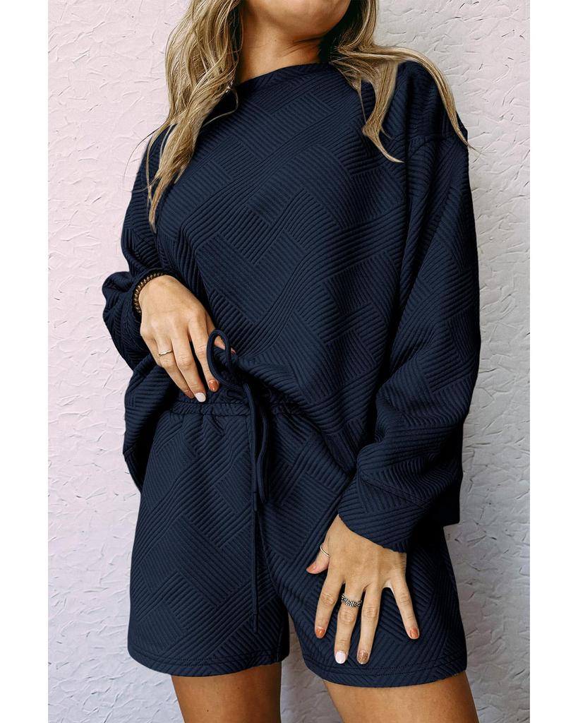 Azura Exchange Комплект из темно-синего фактурного топа и шорт