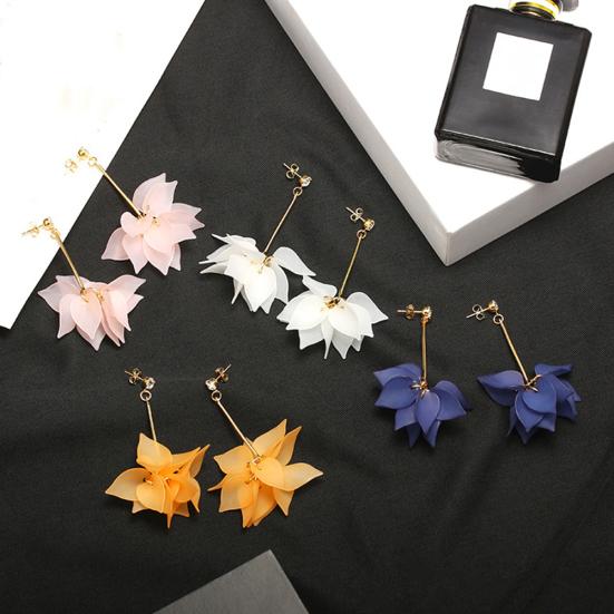 Женские цветочные лепестки, кулон с длинной кисточкой, стразы, серьги-гвоздики, ювелирные изделия, подарок