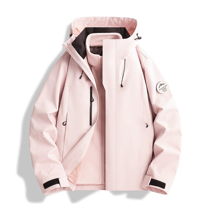 Men Women 3-in-1 Waterproof Windproof Hooded Outdoor Jacket Hiking Camping Trekking Fall Winter