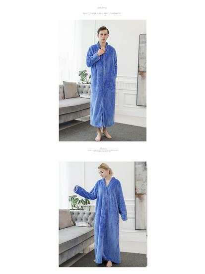 Фланелевый халат для пар: Утолщенная, Удлиненная, Большого размера ночная рубашка для мужчин и женщин