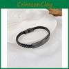 Модный винтажный черный браслет из нержавеющей стали оптом плетеный кожаный манжет