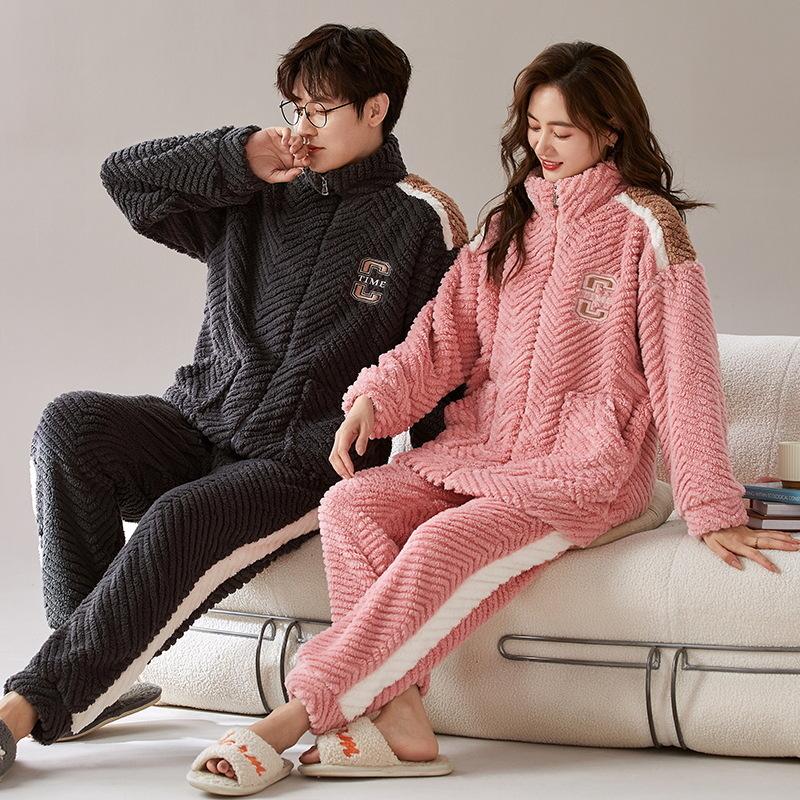 Зимний мужской домашний костюм из кораллового бархата, утолщенный плюс бархат, чтобы согреться зимой, можно носить повседневный кардиган, домашний служебный костюм