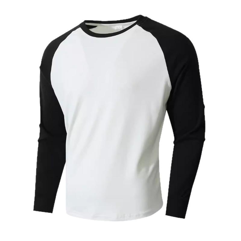 Men S Slim Fit Round Neck Long Sleeve Color Block Pullover Base Layer