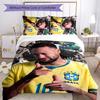 3pcs Brazilian Football Player Cover Set - Personalized Name, HD Printed Bedding with 1 Cover and 2 Pillowcases - Perfect for Home Decor, Easy Care