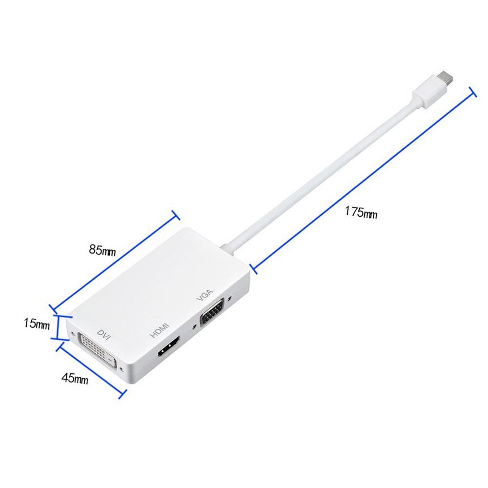 Новый 3-в-1 Mini Displayport Thunderbolt для DVI VGA HDMI-конвертер Кабель-адаптер IMac Mac Mini MacBook