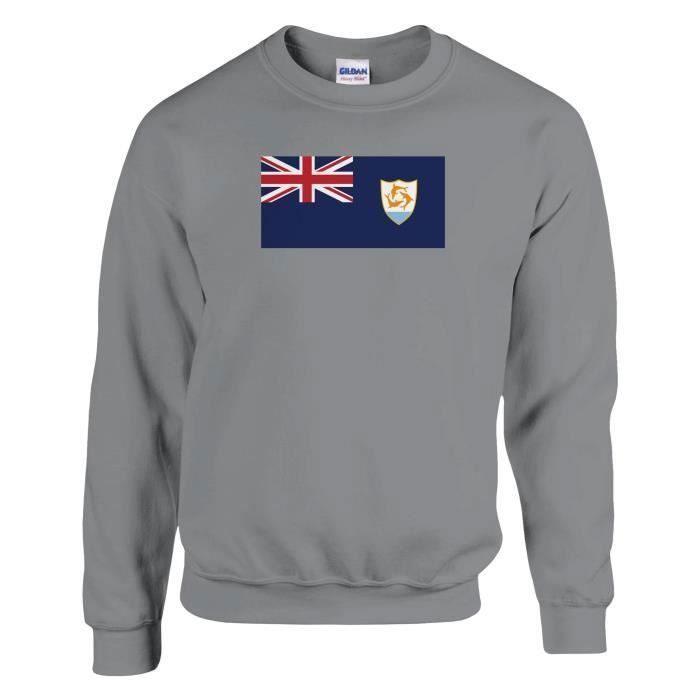Sweat-shirt - PIXELFORMA - Drapeau d'Anguilla - Gris - Manches longues - Col arrondi
