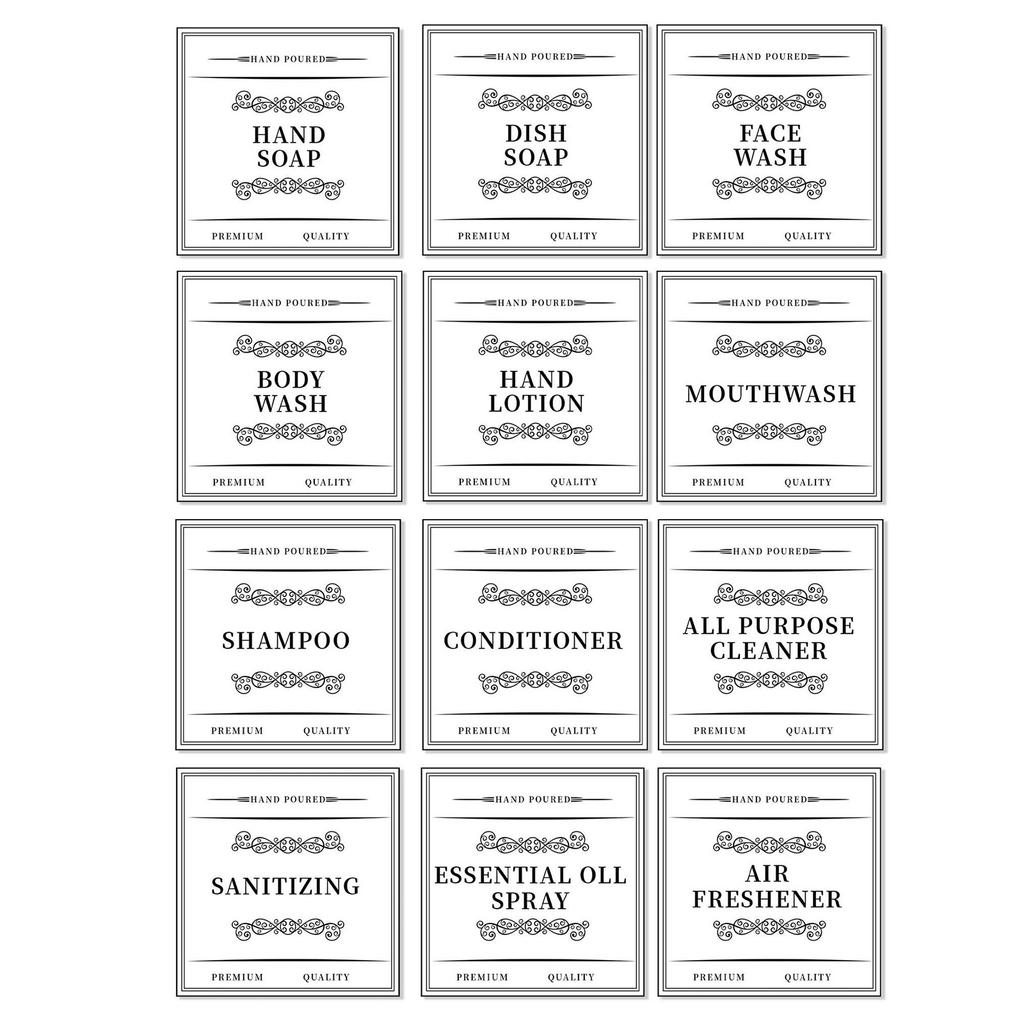 12 шт. Этикетки для ванной комнаты для организации бутылок и коробки для хранения Водонепроницаемый дозатор для мыла и шампуня Самоклеящаяся наклейка