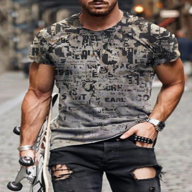Повседневный топ с абстрактным принтом, мужские новые модные летние быстросохнущие мужские футболки с круглым вырезом и короткими рукавами, большие футболки, мужская одежда