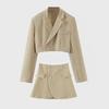Trendy Spring & Autumn Women's Short-Sleeve Suit Jacket + High-Waist Pocket Skirt