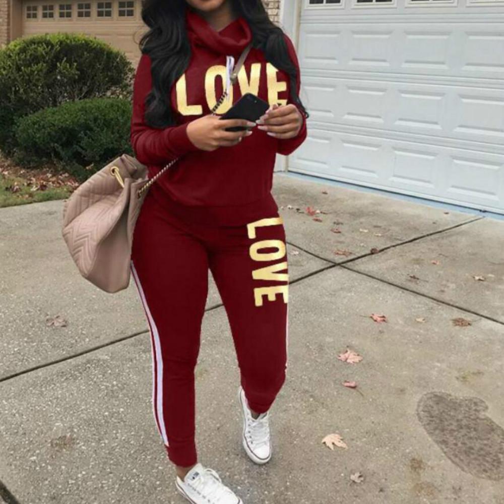 Женская одежда из двух частей, свитер с длинным рукавом, брюки, повседневная спортивная одежда, костюмы