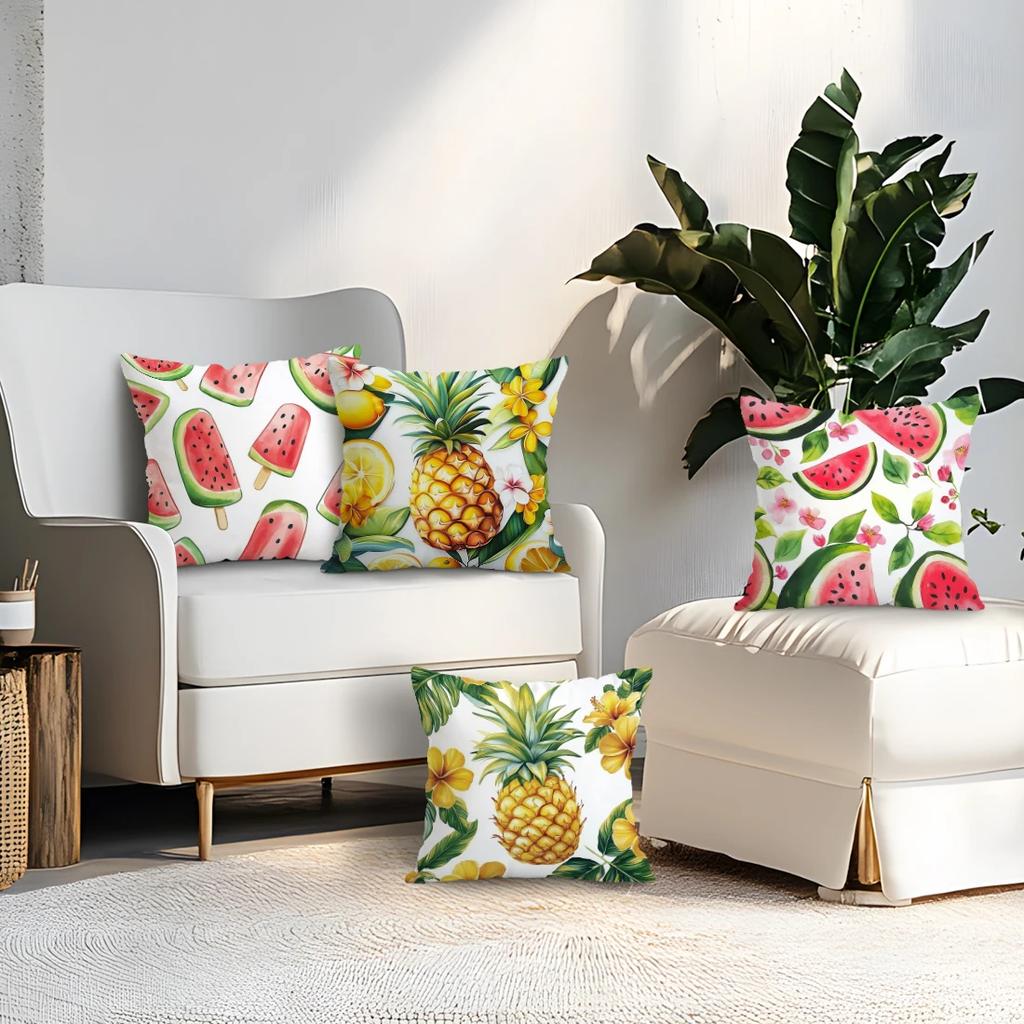 4Pcs/Set Summer Fruit Theme Cushions Pillowcase Polyester Cushion Cover Throw Pillow Pillowcover Home Car Sofa Decor