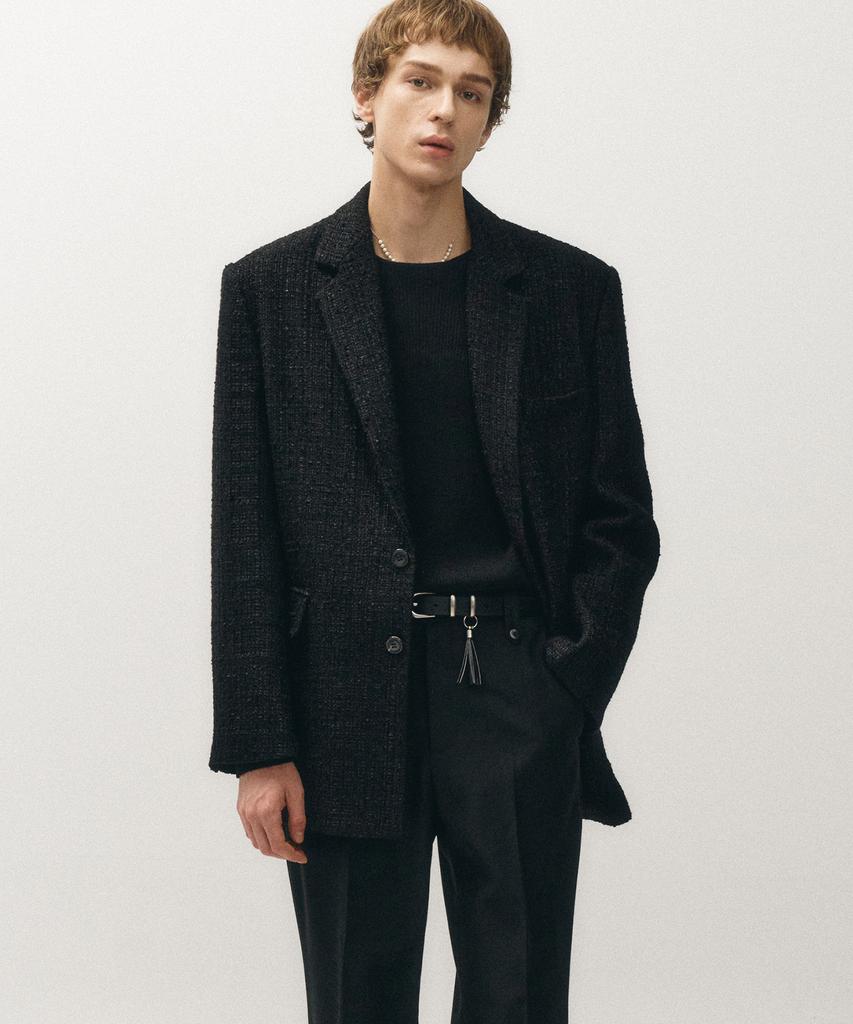 Noirer Fancy Tweed Tailored Jacket (Black)