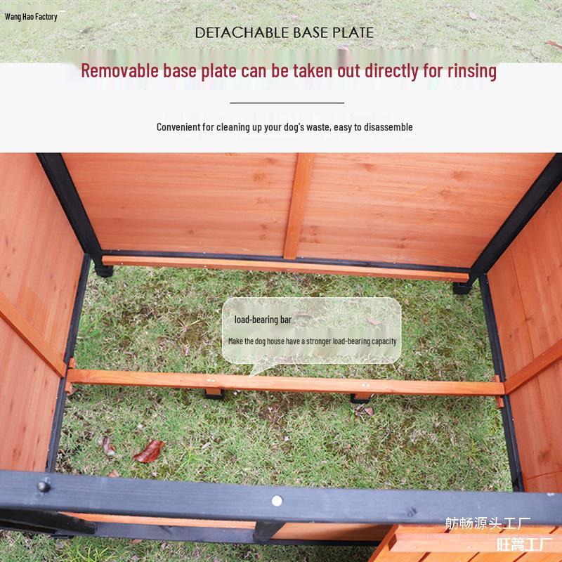Rainproof Wooden Dog House - Large, Sun-Protected, Solid Wood Pet Shelter for All-Season Indoor/Outdoor Use