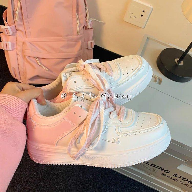 Luxury Japanese Color Blocking Women's Casual Shoes 2024 Latest Thick Soled Fashionable Student Sports Morning Running Shoes