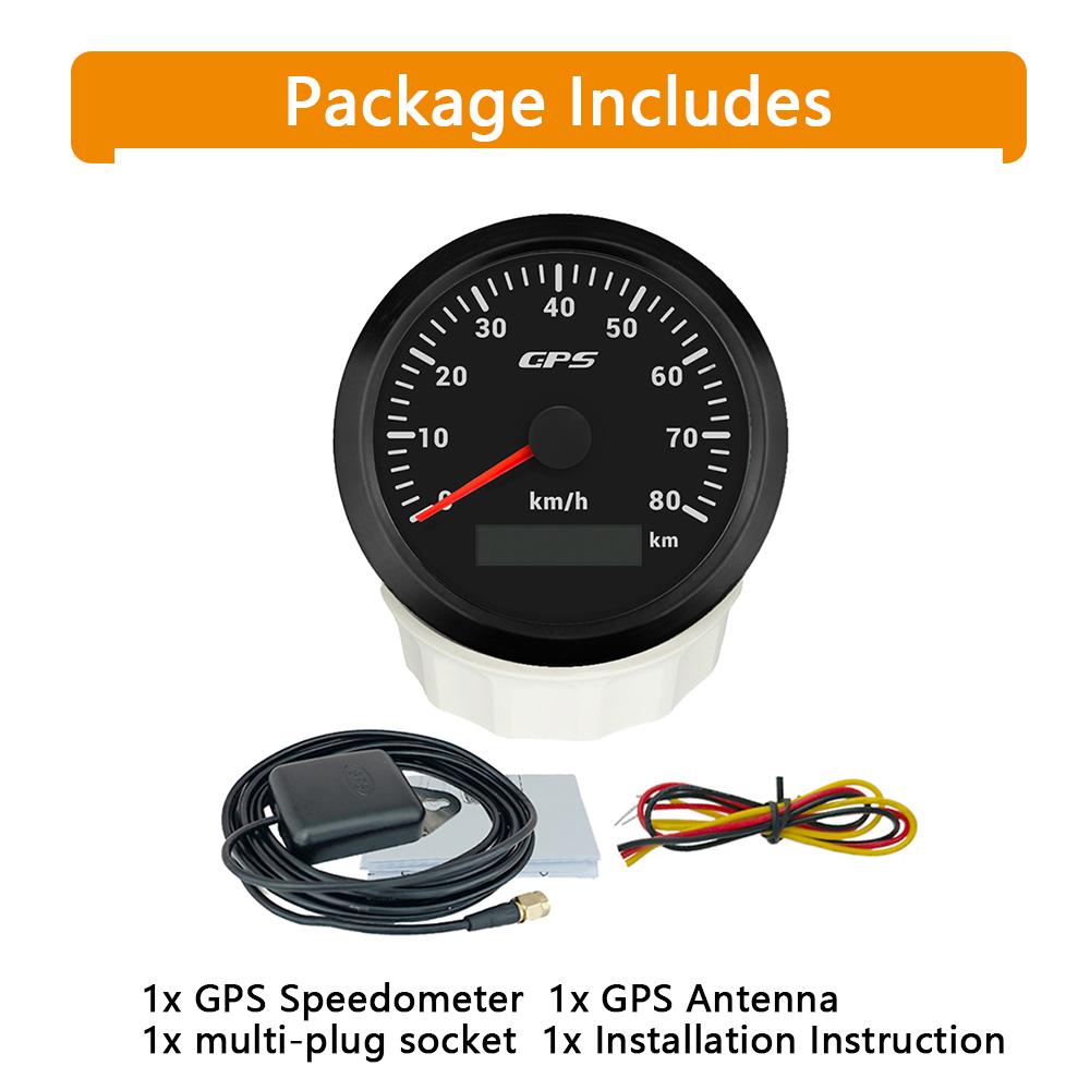 Rhaxel 85mm GPS Speedometer Odometer 0-80KM/H with GPS Antenna 7 Colors Backlight Speed Indicator for Motorboat Trucks