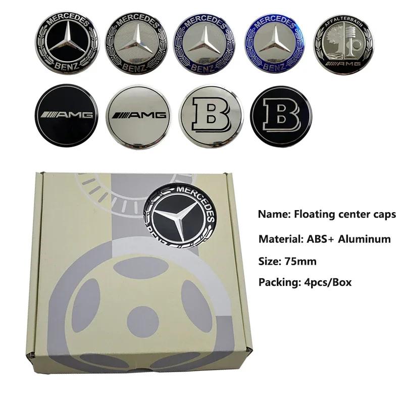 4pcs 75mm Car Wheel Hub Cover Caps Floating Center Caps for Mercedes Benz W203 W204 W205 W176 W177 W212 W213 A B C E S GLC GLE