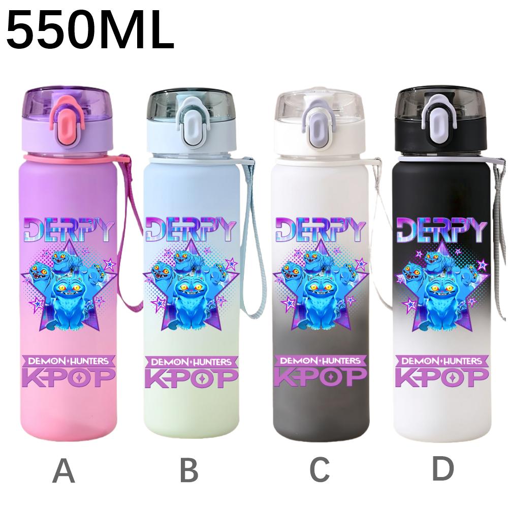 550ML KPop Demon Hunters Cartoon Print Sport Water Bottle Leak Proof Water Cup Outdoor Sports Drinking Bottle Birthday Gifts